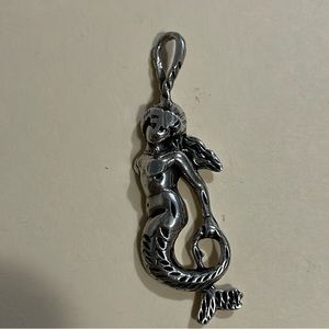 Mermaid silver vintage pendant